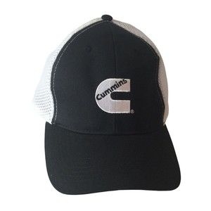 Cummins Men's Hat Baseball Cap Black bill White top Adjustable Strip Breathable